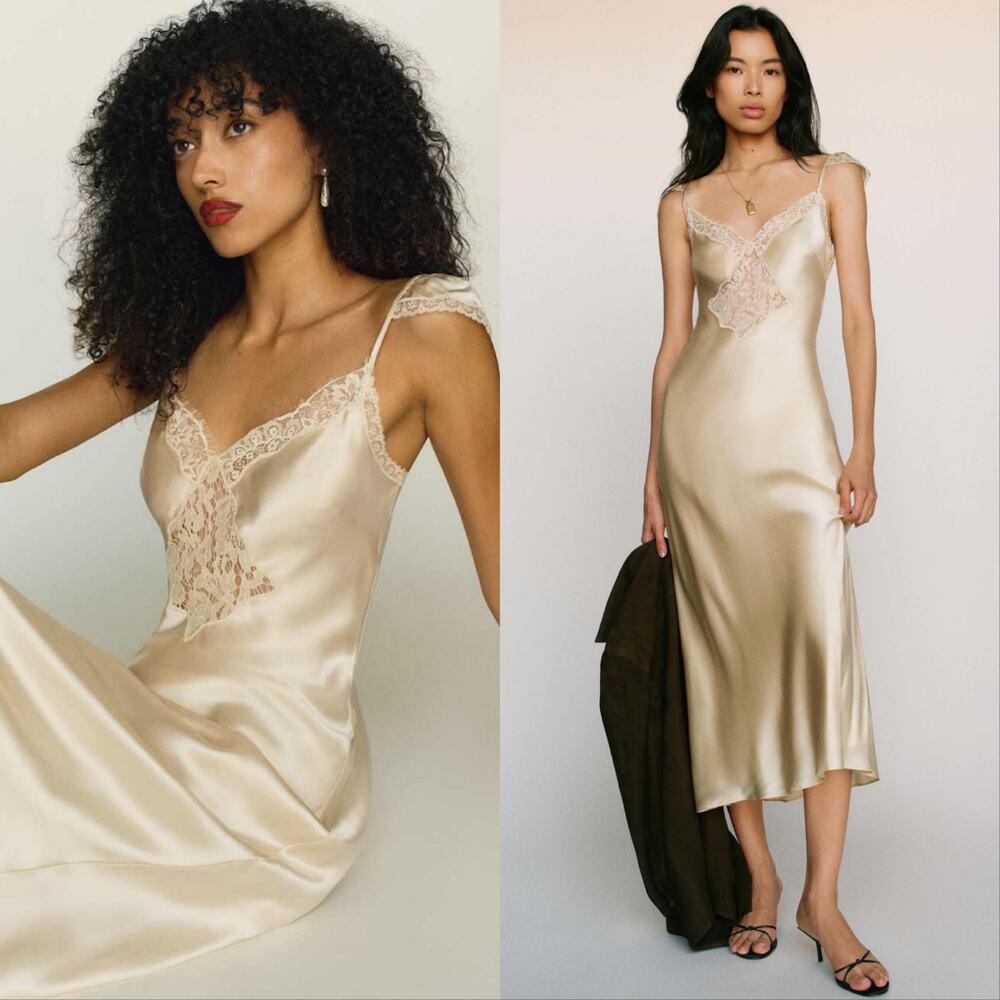 New Reformation Serafina Silk Dress